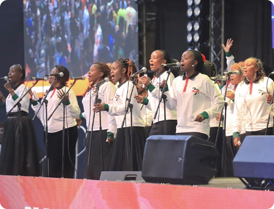 Children’s choir singing on stage